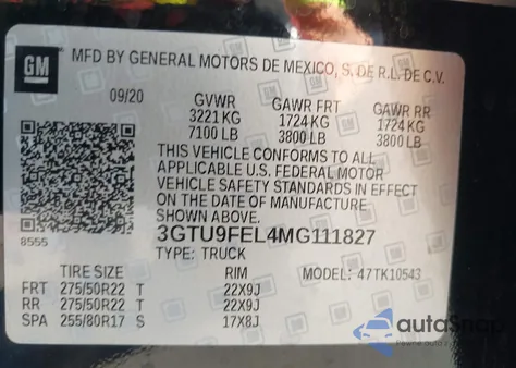 2021 GMC Sierra 1500 4Wd Short Box Denali from USA, damaged, VIN 3GTU9FEL4MG111827